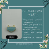 Chalcedony Blue Chevron/Half Hexagon Pendant - Boho Chic Gemstone Necklace with 24kt Gold Elegance
