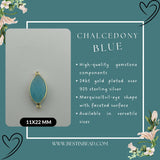 Chalcedony Blue Marquise/Evil Eye Pendant - Boho Chic Gemstone Necklace with 24kt Gold Elegance