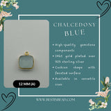 Chalcedony Blue Cushion/Diamond Pendant - Boho Chic Gemstone Necklace with 24kt Gold Elegance