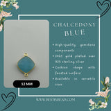 Chalcedony Blue Cushion/Diamond Pendant - Boho Chic Gemstone Necklace with 24kt Gold Elegance