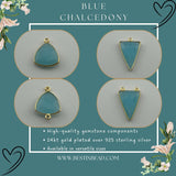 Chalcedony Blue Triangle Pendant - Boho Chic Gemstone Necklace with 24kt Gold Elegance