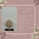 Pink Chalcedony Cushion/Diamond Pendant - Boho Chic Gemstone Necklace with 24kt Gold Elegance