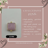 Pink Chalcedony Square Pendant - Boho Chic Gemstone Necklace with 24kt Gold Elegance