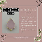 Pink Chalcedony Pear/Flat Teardrop Pendant - Boho Chic Gemstone Necklace with 24kt Gold Elegance