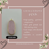 Pink Chalcedony Oval Pendant - Boho Chic Gemstone Necklace with 24kt Gold Elegance