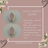 Pink Chalcedony Marquise/Evil Eye Pendant - Boho Chic Gemstone Necklace with 24kt Gold Elegance