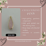 Pink Chalcedony Rounded Teardrop Pendant - Boho Chic Gemstone Necklace with 24kt Gold Elegance
