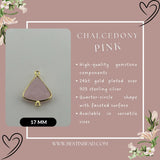 Pink Chalcedony Bell/Quarter Circle Pendant - Boho Chic Gemstone Necklace with 24kt Gold Elegance