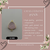 Pink Chalcedony Triangle Pendant - Boho Chic Gemstone Necklace with 24kt Gold Elegance