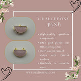 Pink Chalcedony Moon/Crescent Pendant - Boho Chic Gemstone Necklace with 24kt Gold Elegance