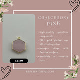 Pink Chalcedony Hexagon Pendant - Boho Chic Gemstone Necklace with 24kt Gold Elegance