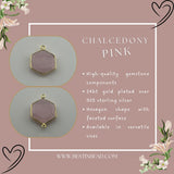 Pink Chalcedony Hexagon Pendant - Boho Chic Gemstone Necklace with 24kt Gold Elegance