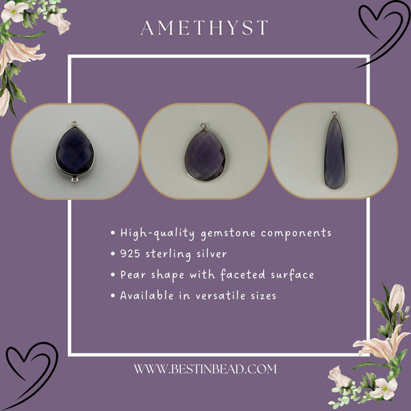 Boho Chic Amethyst Bezel Pendant - Handcrafted Gemstone Necklace in 925 Sterling Silver with Stunning Finishes