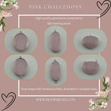 Pink Chalcedony Oval Pendant - Boho Chic Gemstone Necklace with 925 Sterling Silver Elegance