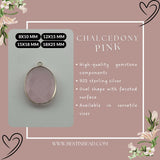 Pink Chalcedony Oval Pendant - Boho Chic Gemstone Necklace with 925 Sterling Silver Elegance