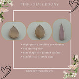 Pink Chalcedony Pear/Flat Teardrop Pendant - Boho Chic Gemstone Necklace with 925 Sterling Silver Elegance