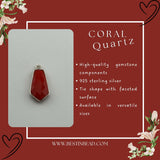 Boho Chic Coral Bezel Pendant - Handcrafted Gemstone Necklace in 925 Sterling Silver with Stunning Finishes