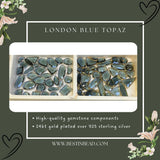 Boho Chic London Blue Topaz Bezel Pendant - Handcrafted Gemstone Necklace with 24kt Gold Plating