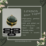 Boho Chic London Blue Topaz Bezel Pendant - Handcrafted Gemstone Necklace with 24kt Gold Plating