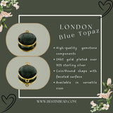 Boho Chic London Blue Topaz Bezel Pendant - Handcrafted Gemstone Necklace with 24kt Gold Plating