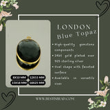 Boho Chic London Blue Topaz Bezel Pendant - Handcrafted Gemstone Necklace with 24kt Gold Plating