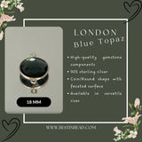 Boho Chic London Blue Topaz Bezel Pendant - Handcrafted Gemstone Necklace in 925 Sterling Silver with Stunning Finishes