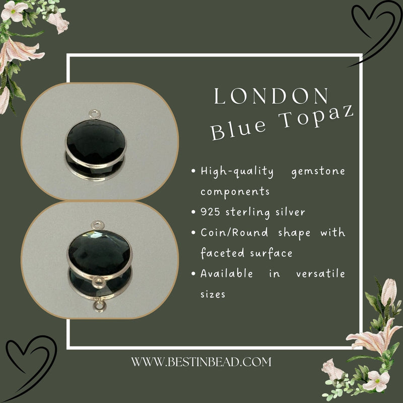 Boho Chic London Blue Topaz Bezel Pendant - Handcrafted Gemstone Necklace in 925 Sterling Silver with Stunning Finishes