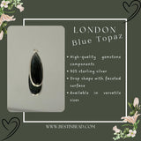 Boho Chic London Blue Topaz Bezel Pendant - Handcrafted Gemstone Necklace in 925 Sterling Silver with Stunning Finishes