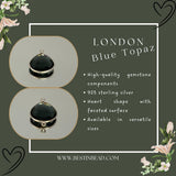 Boho Chic London Blue Topaz Bezel Pendant - Handcrafted Gemstone Necklace in 925 Sterling Silver with Stunning Finishes