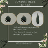 London Blue Topaz Pendant – Sterling Silver Pear Gemstone Bezel