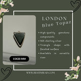 Boho Chic London Blue Topaz Bezel Pendant - Handcrafted Gemstone Necklace in 925 Sterling Silver with Stunning Finishes