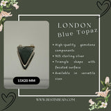 Boho Chic London Blue Topaz Bezel Pendant - Handcrafted Gemstone Necklace in 925 Sterling Silver with Stunning Finishes