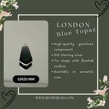 Boho Chic London Blue Topaz Bezel Pendant - Handcrafted Gemstone Necklace in 925 Sterling Silver with Stunning Finishes