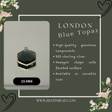 Boho Chic London Blue Topaz Bezel Pendant - Handcrafted Gemstone Necklace in 925 Sterling Silver with Stunning Finishes