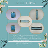 Boho Chic Blue Topaz Bezel Pendant - Handcrafted Gemstone Necklace with 24kt Gold Plating