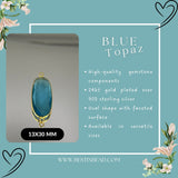 Boho Chic Blue Topaz Bezel Pendant - Handcrafted Gemstone Necklace with 24kt Gold Plating