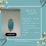 Boho Chic Blue Topaz Bezel Pendant - Handcrafted Gemstone Necklace with 24kt Gold Plating