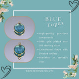Boho Chic Blue Topaz Bezel Pendant - Handcrafted Gemstone Necklace with 24kt Gold Plating