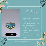 Boho Chic Blue Topaz Bezel Pendant - Handcrafted Gemstone Necklace with 24kt Gold Plating