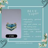 Boho Chic Blue Topaz Bezel Pendant - Handcrafted Gemstone Necklace with 24kt Gold Plating