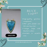 Boho Chic Blue Topaz Bezel Pendant - Handcrafted Gemstone Necklace with 24kt Gold Plating