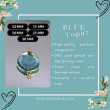 Boho Chic Blue Topaz Bezel Pendant - Handcrafted Gemstone Necklace with 24kt Gold Plating