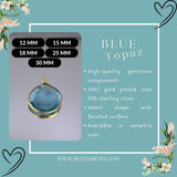 Boho Chic Blue Topaz Bezel Pendant - Handcrafted Gemstone Necklace with 24kt Gold Plating