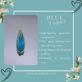 Boho Chic Blue Topaz Bezel Pendant - Handcrafted Gemstone Necklace with 24kt Gold Plating