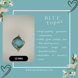 Boho Chic Blue Topaz Bezel Pendant - Handcrafted Gemstone Necklace with 24kt Gold Plating