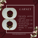 Garnet Coin/Round Pendant - Boho Chic Gemstone Necklace with 24kt Gold Elegance