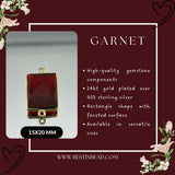 Garnet Rectangle/Bar Pendant - Boho Chic Gemstone Necklace with 24kt Gold Elegance