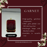Garnet Rectangle/Bar Pendant - Boho Chic Gemstone Necklace with 24kt Gold Elegance