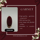 Boho Garnet Sterling Silver Pendant – Gemstone Bezel Necklace