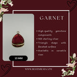 Boho Garnet Sterling Silver Pendant - Triangle Gemstone Bezel